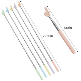 Juyibaao 5 Pcs Telescopic Finger Pointer Stick – Extendable Retractable Teacher Pointer for Classroom, Stainless Steel Hand Stick for Kids Reading, Kindergarten, Elementary School Supplies