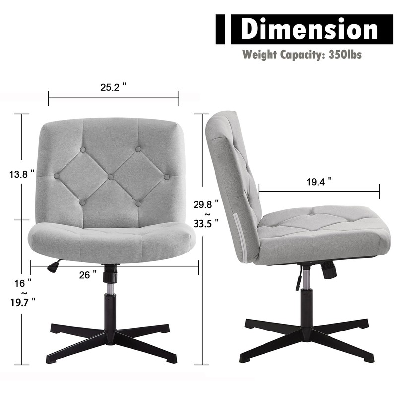 VECELO Criss Cross Armless Office Desk Chair No Wheels Comfy