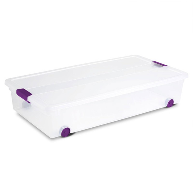 Sterilite 8-Pack 60 Quart ClearView Latch Box, Wheeled Underbed Organizer