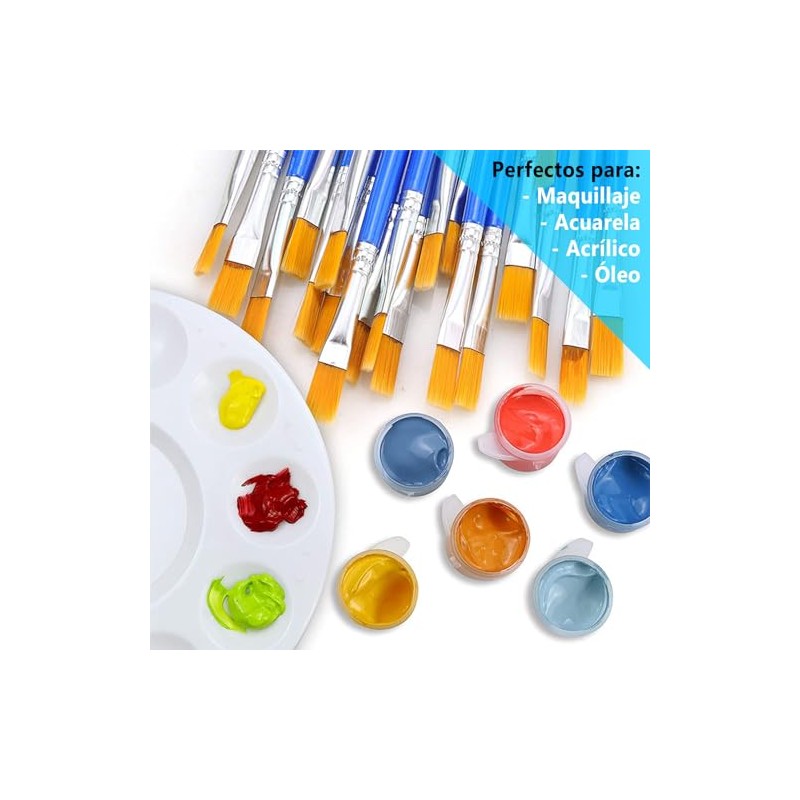 Juego de Pinceles Gruesos Planos para Pintar Acuarela, Óleo o