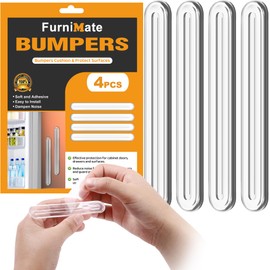 4PCS Long Furniture Bumpers - Wall Protector Guards, Fridge Door Stopper, 5.5x0.7x0.2inches