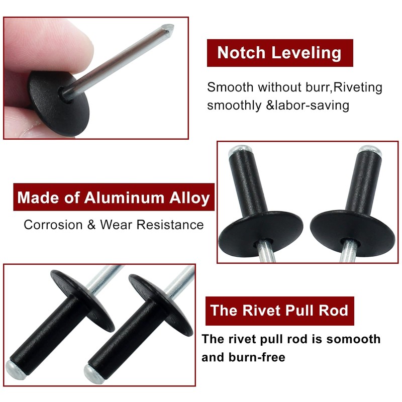 Zorveiio 60 Pcs 3/16" x 3/4" Large Flange Aluminum Blind