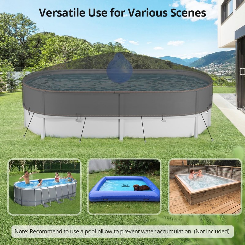 Binecer Rectangular Pool Cover, Solar Pool Cover for Above Ground