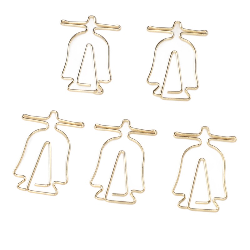 100Pcs Gold Paper Clips Cute Shape Stainless Steel Multifunction Metal