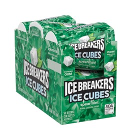 ICE BREAKERS Ice Cubes Spearmint Flavored Sugar Free Chewing Gum Bottles, 3.24 oz (6 Count, 40 Pieces)