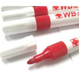 Whiteboard Drywipe Bullet Tip Red Markers x 10 (PC)