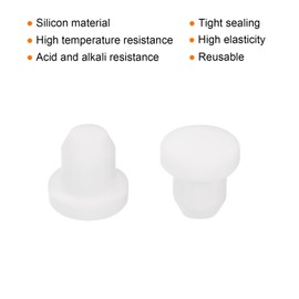 MECCANIXITY 4pcs T-Shaped Silicone Plugs 6.5mm 1/4 Inch Dia Snap in Plug Hole Seal Cover Round Rubber Stopper for Kitchen Rubber Bulkheads Waterproof Sealing Plugs White