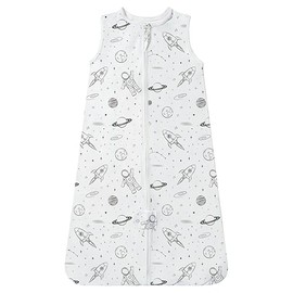 TotAha - Saco de dormir ligero de 6 a 15 meses, 0.5 TOG, elástico, sedoso saco de dormir, suave y de transición, Astronauta dibujado a mano, 6-15 Meses