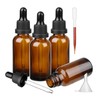 Amber Glass Dropper Bottle with Glass Pipette, 4 X 50ml