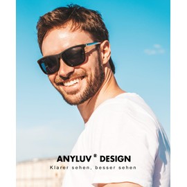 ANYLUV Polarised Sunglasses Men Women Outdoor Sunglasses Unisex Retro Black Glasses UV400 Driving Hiking Golf, B02 Grey/Grey