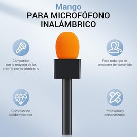 TONOR Mango de micrófono dji y RODE, Soporte de micrófono de Mano para Wireless GO, Adaptador de micrófono inalámbrico para Vlogs, entrevistas, podcas