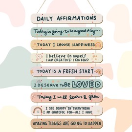 Gerrii Positive Affirmations Wall Decor Wooden Inspirational Wall Art Motivational Hanging Art Positive Self Love Quotes Mental Health Awareness Decor for Office Bedroom(Rainbow)