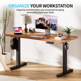 BIZUM Electric Standing Desk, 55x24 inches Height Adjustable Desk, Sit to Stand Desks Memory Gaming Computer Workstation for Home Office, Light Rustic Brown