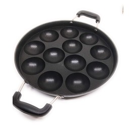 G&D 12 Pit Appam Maker Stainless Steel Lid Paniyaram Pan Appam Patra Paniyarakkal Tawa Nonstick Appam Baking Tray Takoyaki Pan Aebleskiver / Ebelskiver Pan