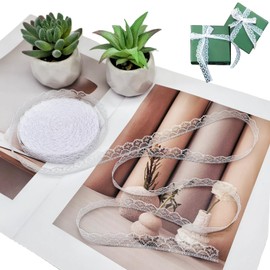 30M White Lace Ribbon Roll - 1.5cm Wide Delicate Lace Trim for Sewing, Wedding Decor, Flowers, Gift Wrapping & DIY Crafts, Vintage Pattern Wrinkle-Free Fabric