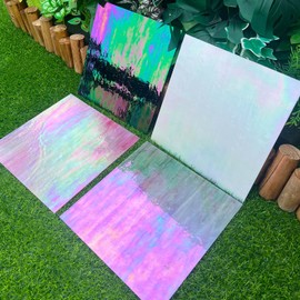 LITMIND 4 Sheets 12” x 12” Iridescent Stained Glass Variety Pack, Perfect for Stunning Crafts, Projects, and Mosaic Artistry (Mixed Color/Opaque)