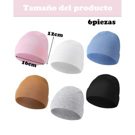 JIAQCN Gorritos Bebe Recien Nacido,Gorra para Bebe, 6 Piezas Suaves y Cómodas para Recién Nacidos, Gorros de Algodón para Bebés de 0 a 6 Meses, Ideal para Baby Shower y Regalos