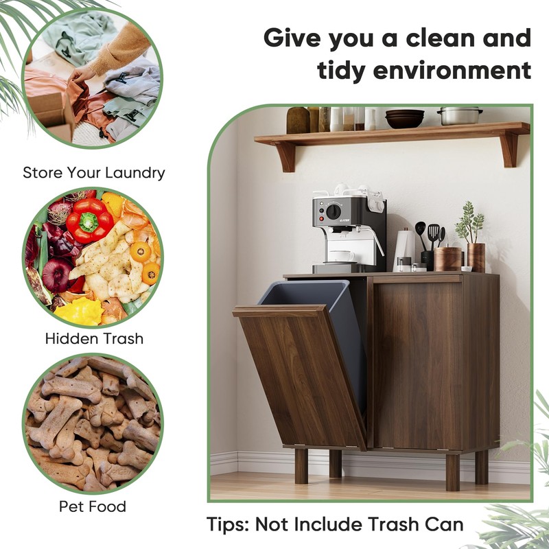 Smuxee Double Tilt Out Laundry Hamper Cabinet, Walnut Hidden Laundry