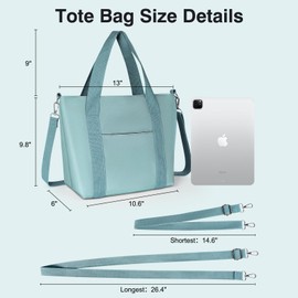 Geestock Small Tote Bag for Women with Zipper, Cute Casual Tote Purse Bag, Waterproof Top Handle Shoulder Crossbody Handbag for Work College Travel Shopping (Mint Green)