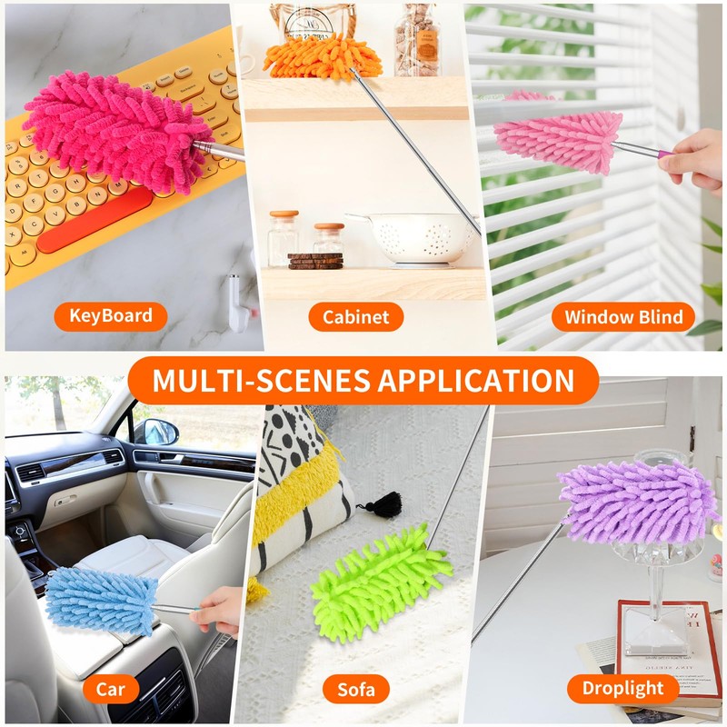 TIMIVO Microfiber Duster for Cleaning, Dusters with Telescoping Extension Pole,