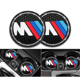 MACHSWON Car Cup Holder Coaster 2.75 Inch Shiny Coaster for Non-Slip Cup Holder Black Car Accessory 2 Pieces