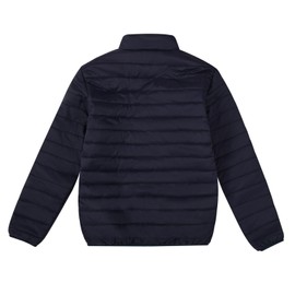 MADHERO Mens Puffer Jacket Packable Lightweight Water-Resistant Stand Collar Down Alternative Puffy Outerwear Coat Navy Blue Size L