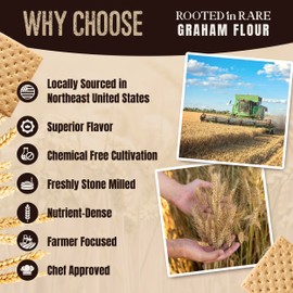 Graham Flour For Baking - 30 Ounce Bag - Product of USA - Stone Ground Whole Wheat Flour - Great for Homemade Graham Crackers or as Whole Wheat Bread