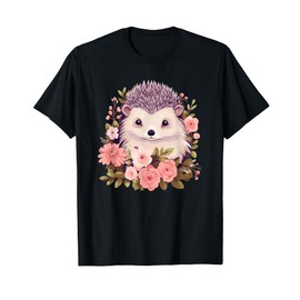 Cute Hedgehog With Flowers I Hedgehog T-Shirt