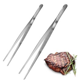 2 Piezas De Cocina (20 CM,30CM), Pizas De Precisión, Pinzas Para Cocina Con Punta Serrada, Pinzas De Acero Inoxidable Pinzas De Precisión,Pinzas De Cocina Para Hornear, Emplatar Y Asar A La Parrilla.