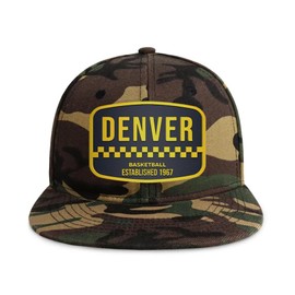 Flatbill Snapback Basketball Cap for Men and Women, Classic Cotton Sports Hat - Denver - Wood Camo