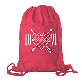 Valentine's Day Bags, Cotton Drawstring Cinch Backpacks, Valentines Day Gift Bags - Red CA2725VAL S3