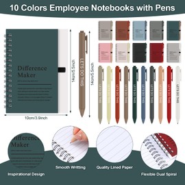 Resurhang Difference Maker Gifts for Employee Appreciation A6 to Do List Notepads Weekly Planner Journal Bulk Ballpoint Pens Social Worker Gifts for Women Volunteers Teachers(Multicolor,20 Set)