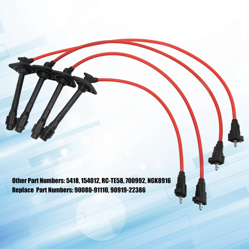 4Pcs/Set Spark Plug Wire Set Ignition Cable Kit 90919‑22400 Replacement