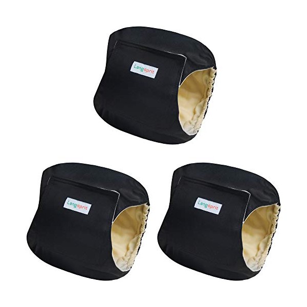Langsprit Male Belly Bands for Dogs (Pack of 3) -