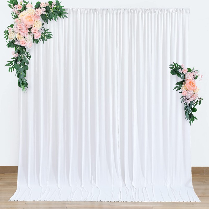 10 x 8FT White Backdrop Curtains for Wedding Drapes for
