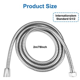 Shower Hose 2 m Stainless Steel Shower Hose, Universal Shower Hose, Metal Hose, Explosion-Proof, Super Bendability for Hand Shower, Hand Shower Head