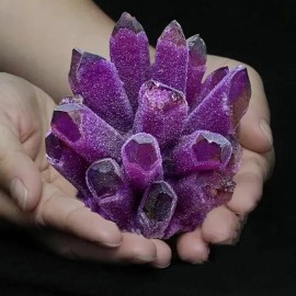 300G Natural Violet Amethyst Phantom Geode Quartz Cluster Crystal Home Decor
