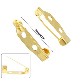 Bonsicoky 30 Pcs Gold Safety Pins Clasp with Holes, Brooch Badge Bar Pins for DIY Name Tags, Jewelry, Crafts, Badges(20mm)