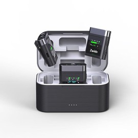 Zwide Professional Wireless Lavalier Microphone System M2 Plus+C2 (2TX+1RX+Charging Case), Compact 1 Receiver & Dual Channel Transmitter, Noise Cancellation, Portable Mini Lapel Mics for Camera, PC