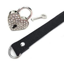 Succuba Heart Padlock Choker Collar Necklace Lolita Collar Cat Kitty Velvet Necklace with Lock and Key (I, 16)