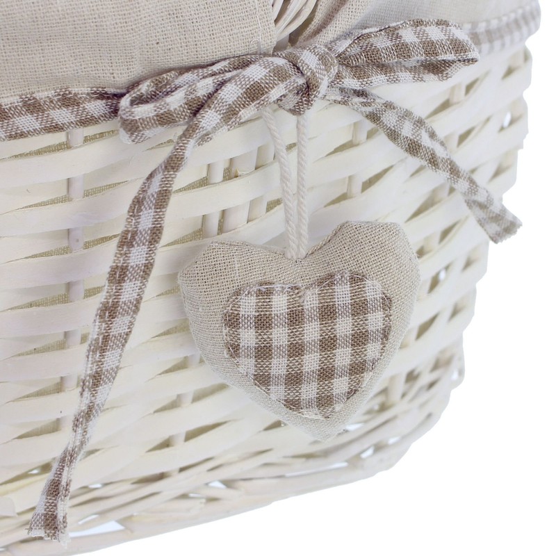Love Heart Basket with Handle White