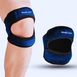 Wonder Care Adjustable Knee Brace for Knee Pain, Patella Knee Strap for Workout, Sports, Arthritis, ACL, MCL, Meniscus Tear Patellar Tendon Support Strap Men & Women Free Size (1, Blue)