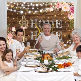 House Warming Decorations - Home Sweet Home Banner Pink Floral Key Backdrop, New Home Banner Party, New Baby Welcome Home Decorations, Happy New Home Decoration Photography Background 180×110cm