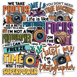 Photographer Sticker 8 Pcs (Large Size) Vinyl Stickers Laptop Waterproof Decal for Car Bumper Photographing Camera Stickers Notebook Luggage Window Birthday Decorations - Size 4 Inches