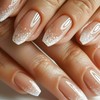 RUOKEXIN Coffin Press on Nails Medium Fake Nails White Ombre