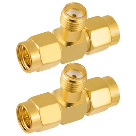 Vecys Pack of 2 SMA Adapter 3 Way Splitter T Shape SMA Female to Dual Male Splitter Antenna Adapter Converter 50 Ohm