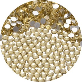 NCB 2000pcs Flatback Round Glass Nail Art Rhinestones Crystal for DIY Making Accessories Shoes, Clothes, Face Art, Bags, Manicure (Jonquil, SS10 2000pcs)