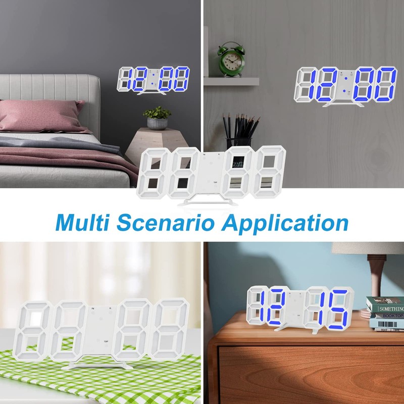 DSLIHA 3D Digital Alarm Clock for Bedrooms, LED Desk USB