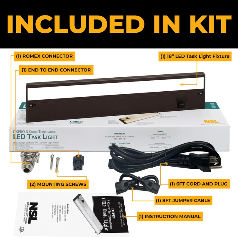 LED Under Cabinet Lighting Hardwired - 3CCT 9 Inch Bronze