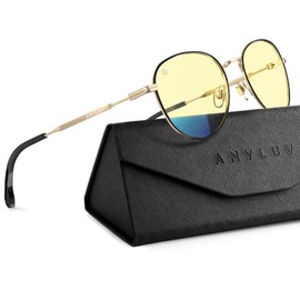 ANYLUV Gaming Glasses Men, Metal Round Frame Blue Light Glasses for Men, Lightweight Eyeglasses for Anti Screen Eyestrain